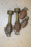 4 Us Practice Or Dummy Hand Grenades; Two With Rifle Adapters