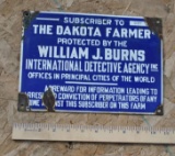 Dakota Farmer Blue Porcelain Sign