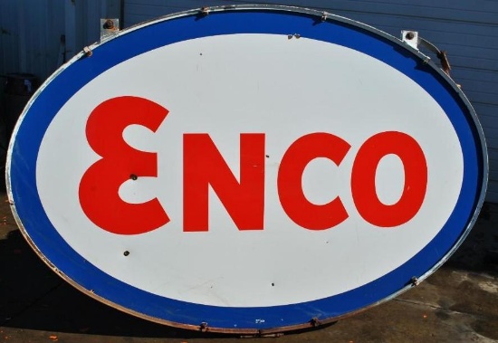 Enco Porcelain Petroleum Large Double Sided Sign