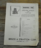 Operating Manual & Parts List for Briggs & Stratton Model FH