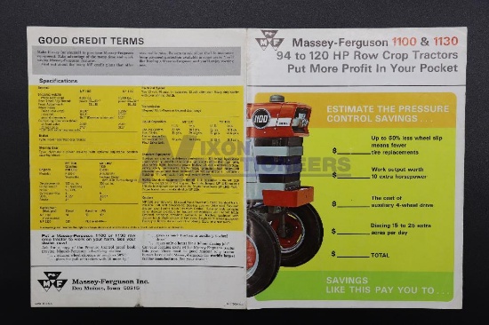 Massey Ferguson 1100 1300 Row Crop Tractor Brochure Farm Equipment Machinery Tractors Online Auctions Proxibid