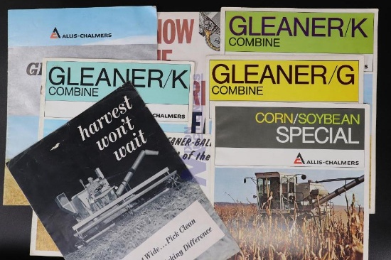 Eight Assorted Allis-Chalmers and Gleaner Combine Models K, F, G, & C Dealership Brochures