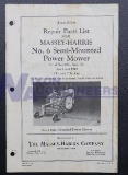 Massey-Harris No. 6 Semi-Mounted Power Mower Repair Parts List