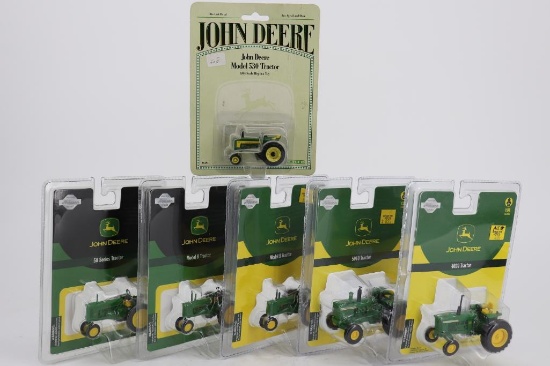 Lot of 6 John Deere Tractors - 1/50 JD 530, Model 50, (2) Model B's, 4020, 5010 & 1/64 Model 530