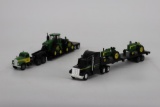 Two 1/64 Tractor Trailers with John Deere Tractors