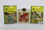 Three Die-Cast Collectible Airplanes - Two John Deere & Chevron