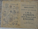 IHC Famous 1 HP Hopper Cooled Gas Engine Instruction Book
