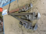 Two Ridgid and One Walco pipe wrenches