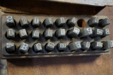 Steel Stamp Set in Old Wooden Box