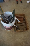 Misc bucket tools, several bricks buffing compound