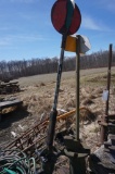 Railroad switch stand with round target, ONE