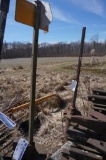 Railroad switch stand with yellow target....