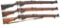 3 NO. 1 LEE ENFIELD BOLT ACTION RIFLES.