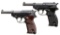 2 MAUSER P38 SEMI AUTO PISTOLS.