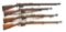4 BELGIAN 1889 MAUSER BOLT ACTION RIFLES.