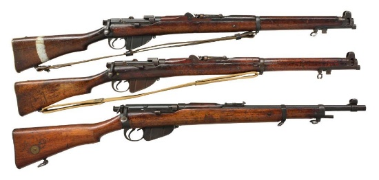 3 ANTIQUE ENGLISH BOLT ACTION RIFLES.