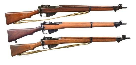 3 BRITISH MILITARY 22 RF BOLT ACTION RIFLES.