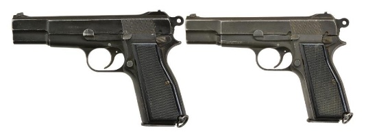 2 INGLIS T SERIES HI POWER SEMI AUTO PISTOLS.