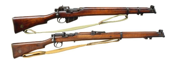 2 CURIO BOLT ACTION RIFLES. 1 ENFIELD & 1 BSA.
