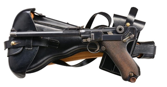 DWM 1914 ARTILLERY LUGER SEMI AUTO PISTOL RIG.