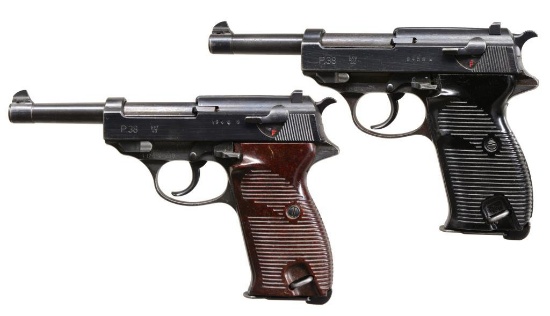 2 MAUSER P38 SEMI AUTO PISTOLS.