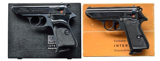 2 WALTHER MODEL PPK/S SEMI AUTO PISTOLS.