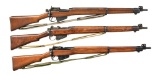 3 BRITISH BOLT ACTION MILITARY RIFLES.