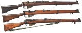 3 NO. 1 LEE ENFIELD BOLT ACTION RIFLES.