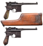 2 MAUSER C96 COMMERCIAL SEMI AUTO PISTOLS.