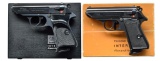 2 WALTHER MODEL PPK/S SEMI AUTO PISTOLS.