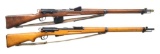 2 SWISS STRAIGHT PULL BOLT ACTION RIFLES.