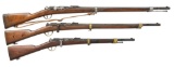 3 ANTIQUE FRENCH BOLT ACTION RIFLES.