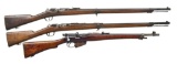 3 FRENCH BOLT ACTION MILITARY RIFLES.