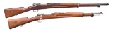 2 SWEDISH MAUSER MILITARY BOLT ACTION RIFLES.