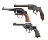 1 NON-GUN FLARE PISTOL & 2 CURIO REVOLVERS.