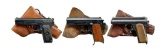 3 CURIO SEMI AUTO PISTOLS.