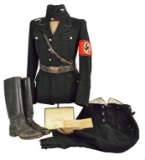 WWII GERMAN ALLGEMEINE SS TUNIC, PANTS & CAP.