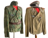 2 WWII GERMAN UNIFORMS & CAPS.