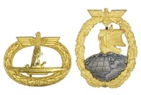 2 WWII GERMAN KREIGSMARINE BADGES.