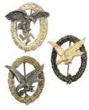 3 WWII GERMAN LUFTWAFFE BADGES.