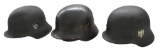 3 WWII GERMAN HELMETS.