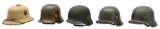 5 WWII GERMAN HELMETS.