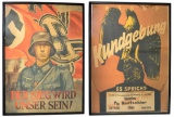 2 VERY LARGE WWII GERMAN PROPOGANDA / RALLY