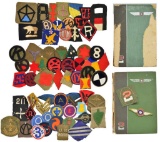 WWI & LATER PATCHES & TWO 2ND ARMY AERO BOOKS.