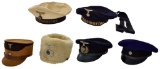 6 WWII GERMAN CAPS.