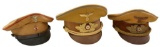 3 WWII GERMAN VISOR CAPS.
