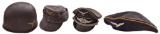 4 PIECES OF WWII GERMAN HEADGEAR.