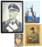 4 WWII GERMAN & RELATED OIL PAINTINGS.