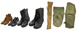 LOT OF BOOTS, GAS MASKS & US SIGNAL CORP. KIT.