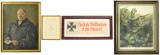 4 FRAMED WWII GERMAN ITEMS.